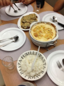 Potato Gratin with home-made burgers cooked by Tito Gene